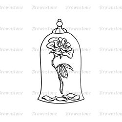 Beauty and The Beast Enchanted Rose Silhouette SVG