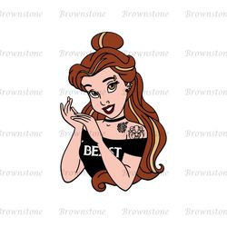 Tatooed Girl Punk Style Princess Belle SVG Clipart