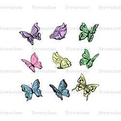 Disney Cartoon Colorful Butterflies Cinderella Vector SVG
