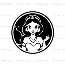 Disney Princess Jasmine Round Logo Vector SVG
