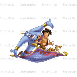 Aladdin Genie Abu On The Flying Carpet Disney Cartoon PNG Sublimation