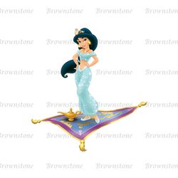 Princess Jasmine and The Magic Lamp On The Flying Carpet PNG