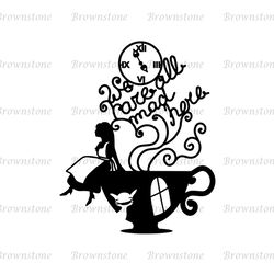 We're All Mad Here Alice Clock & Tea Pot SVG Silhouette