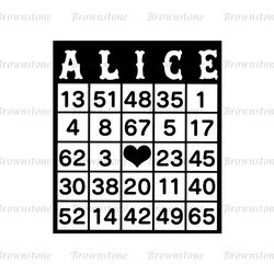 Alice In Wonderland Bingo Card Game Tea Party SVG