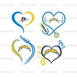 Angeles Chargers Heart Svg, Sport Fan Logo SVG, Football Team Logo SVG, Png Cricut Sublimation Files