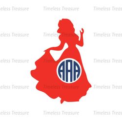 Princess Red Silhouette Monogram SVG
