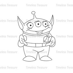 Disney Cartoon Toy Story Character Little Green Alien Toy Silhouette SVG