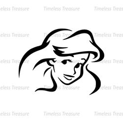 Little Princess Ariel Face Silhouette Vector SVG