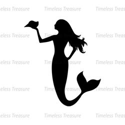 Disney Princess Mermaid Ariel Holding A Conch Silhouette SVG