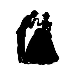 Prince Charming Henry Kiss On Cinderella Hand Silhouette SVG