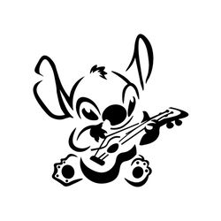 Stitch Playing Guitar Disney Character Silhouette SVG