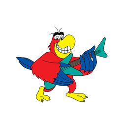 Disney Red Parrot Iago Guitar Singing Clipart PNG