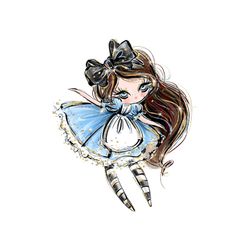 Brown Hair Doll Alice In Wonderland Cartoon Character PNG