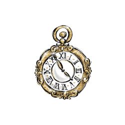 Alice In Wonderland Tea Time Clock Vector PNG
