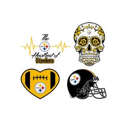 Steelers SVG, Love Pittsburgh Svg, For Life Svg, Football Svg, Pittsburgh Skull Design,Heartbeat Of Steelers, Game Day,