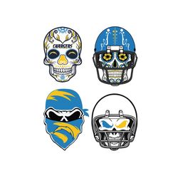 Los Angeles Chargers Skull Helmet SVG, LA Chargers Cap SVG, LA Football Bunde SVG, Los Angeles Home Team SVG