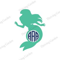 Disney Princess Ariel Monogram SVG Silhouette