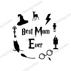 Round Deathly Hallows Symbol Best Mom Ever SVG Cut Files