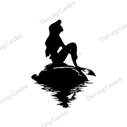 Princess Ariel Sitting On The Stone Ledge Silhouette SVG