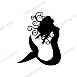 Beautiful Little Mermaid Ariel Silhouette Art SVG