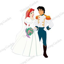 Married Prince Eric And Princess Ariel PNG