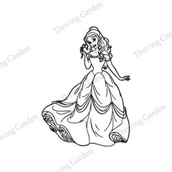Disney Beauty and The Beast Belle Rose Flower Silhouette SVG
