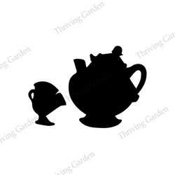 The Magic Tea Set Mrs. Potts and Chip Disney Characters SVG Silhouette