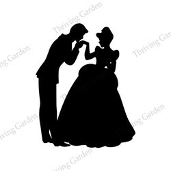 Prince Charming Henry Kiss On Cinderella Hand Silhouette SVG