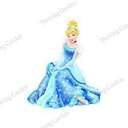 Disney Cartoon Twinkling Princess Cinderella Sitting PNG