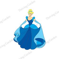 Princess Cinderella in Blue Aster Wedding Dress Disney 3D PNG