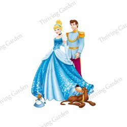 Disney Princess Cinderella And Prince Charming Design PNG