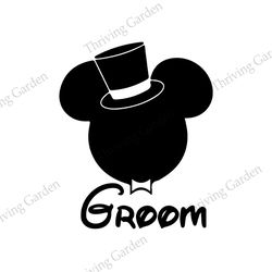 Black Magic Hat Groom Mickey Mouse Head Wedding SVG