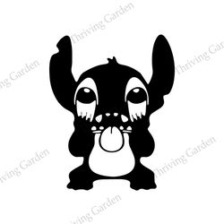 Cute Scared Face Stitch Cartoon Character SVG