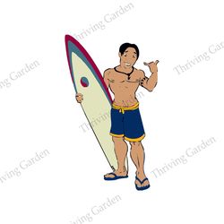 Surfing David Kawena Disney Cartoon Character SVG