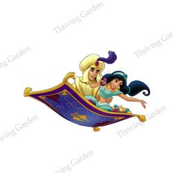 Prince and Princess Flying on A Magic Carpet PNG