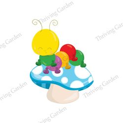 Alice In Wonderland Colorful Caterpillar Mushroom SVG