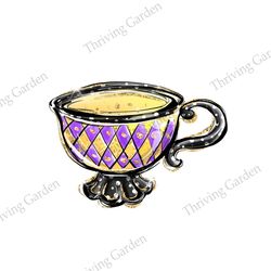 Alice Tea Party Purple Tea Cup Icon Sticker PNG