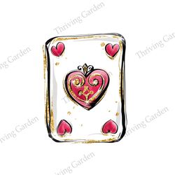 Alice In Wonderland Hearts Poker Card Watercolor PNG
