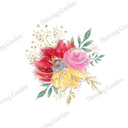 Diamond Gold Bunches Of Flowers Alice In Wonderland PNG