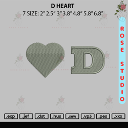 D Heart Embroidery File 6 sizes, Embroidery File, Embroidery Design