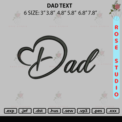 Dad Text Embroidery File 6 sizes, Embroidery File, Embroidery Design
