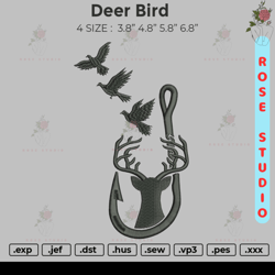 Deer Bird, Embroidery File, Embroidery Design