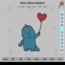 Dino Blue Ballon Embroidery, Embroidery File, Embroidery Design
