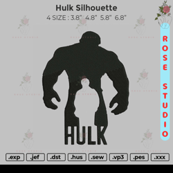 Hulk Silhouette Embroidery, Embroidery File, Embroidery Design