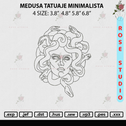 Medusa Tatuaje Minimalista, Embroidery File, Embroidery Design
