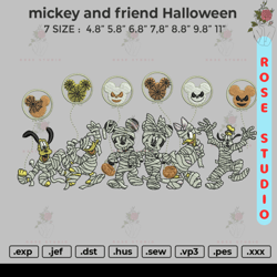 Mickey And Friend Halloween Embroidery File 6 size, Embroidery File, Embroidery Design