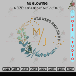 Mj Glowing Embroidery File 6 sizes, Embroidery File, Embroidery Design