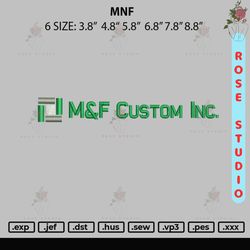 Mnf Embroiery File 6 sizes, Embroidery File, Embroidery Design