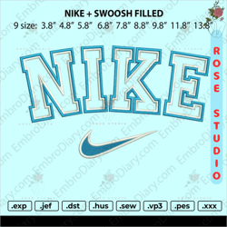 Nike Swoosh filled Embroidery, Embroidery File, Embroidery Design