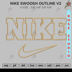 Nike Swoosh Outline v2 Embroidery, Embroidery File, Embroidery Design